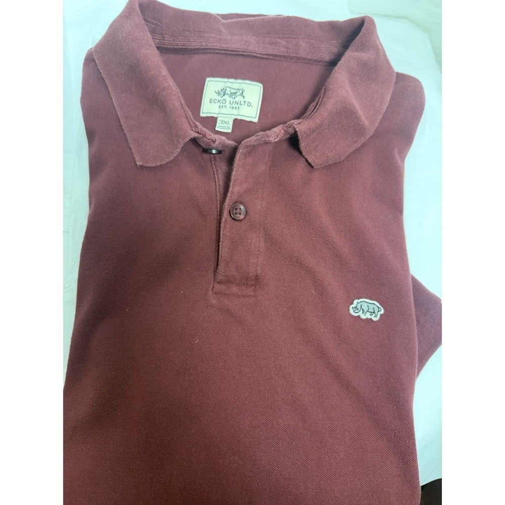 Vintage Ecko Unlimited Polo Shirt 3 XL  Maroon Short Sleeve Collared Y2K Rhino